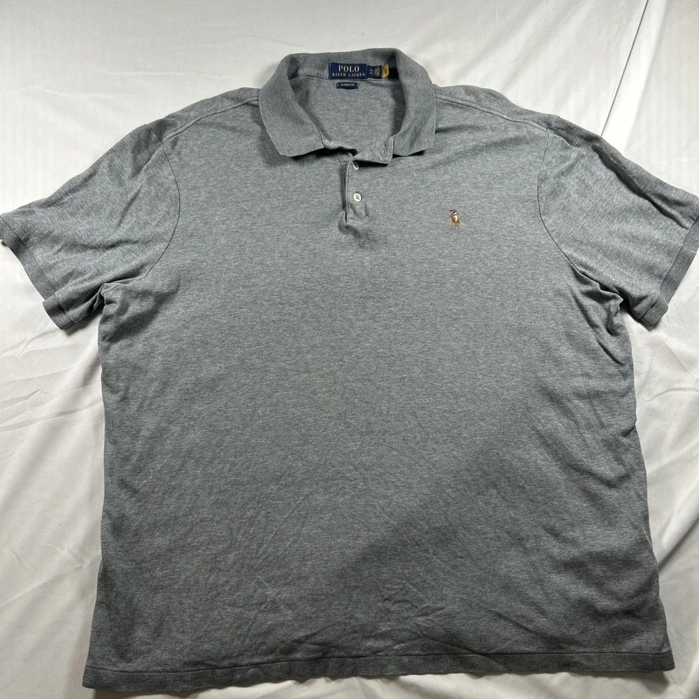 Polo Ralph Lauren Shirt Mens XL Gray Pima Soft Touch Short Sleeve Classic Fit